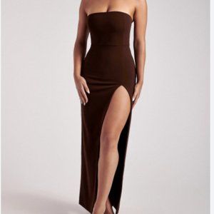 Meshki Rachel Maxi Split Front Dress - Brown